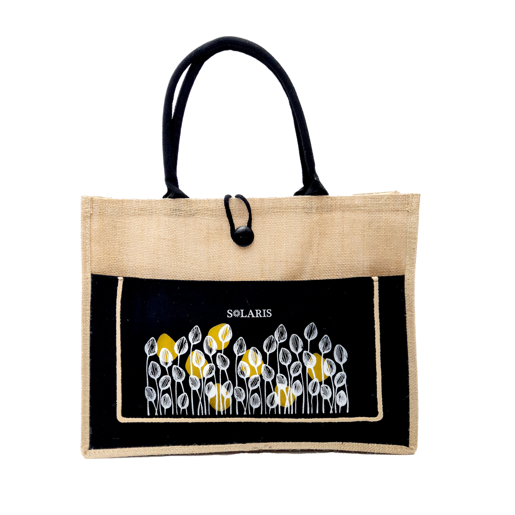 Bolso Yute con Bolsillo y Zipper Tulipanes
