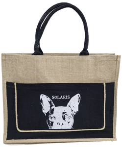 Bolso de yute con zipper y bolsillo PERRO