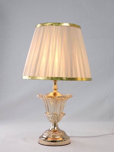 [ZK8F070156] LAMPARA C/BASE ACERO Y VIDRIO 25*25*42CM